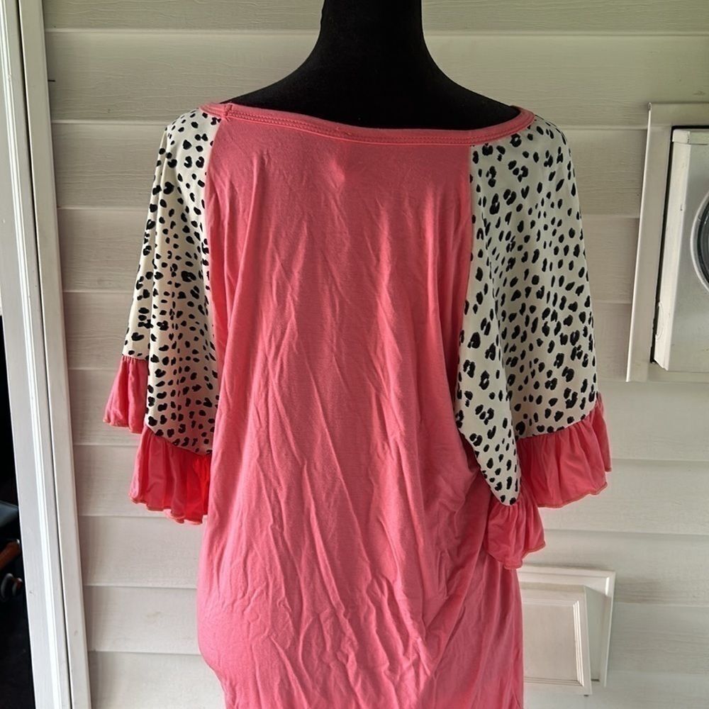 Beeson River small leopard print bell sleeve short sleeve top   F - Picture 7 of 7